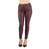 Pantaloni Dama Imitatie Piele Grena Vatuiti Bella, 25, 26, 29