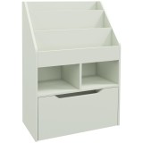 HOMCOM Bibliotecă pentru Copii cu Rafturi și Sertar, Raft Mobil pentru Jucării și Cărți, Dimensiuni 60x29.9x90 cm, Verde Strălucitor | Aosom Rom&acirc;nia