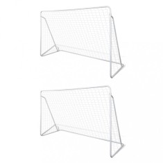vidaXL Porți de fotbal cu plasă, 2 buc, 240 x 90 x 150 cm, oțel