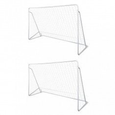 vidaXL Porți de fotbal cu plasă, 2 buc, 240 x 90 x 150 cm, oțel