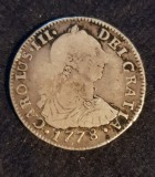 2 REALES 1778-MONEDA DIN ARGINT-BOLIVIA -COLONIE SPANIOLA