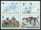 Finlanda 1993 Mi 1202/05 bloc MNH - WWF: Vulpea polara, Nestampilat