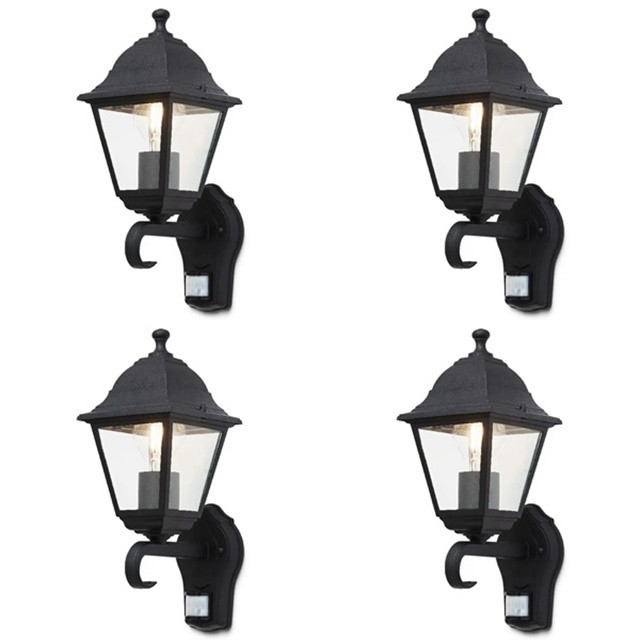 Set 4 lampi exterior cu senzor Blooma Varennes III, putere maxima 1 x 60 W, 19 x 14 x 31 cm