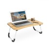Masa Laptop Pliabila MDF 60x39.5cm cu Suport Tableta/Telefon, Gaura Cabluri si Ceasca - Birou Portabil Ideal pentru Pat/Canapea