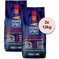 Primal Spirit Dog 60% Wilderness Dog - Porc Iberic 2 x 12kg