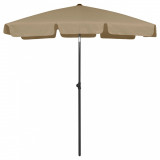 Umbrelă de plajă, gri taupe, 180x120 cm, vidaXL