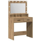 vidaXL Masă de toaletă cu lumini LED, stejar artizanal, 79x41x135 cm