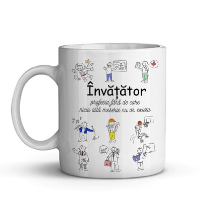 Cana alba personalizata pentru Invatator, INOVATIX&amp;reg;. 330ml foto