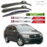 Cumpara ieftin Set Stergatoare Auto Teamcar Flat Dacia Logan MCV II (2013-2015) - 3 Lamele 550mm+500mm+290mm, Prindere Hook, Cauciuc Natural