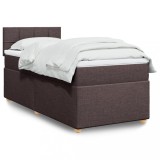 Cumpara ieftin Pat box spring cu saltea, maro &icirc;nchis, 80x200 cm, textil