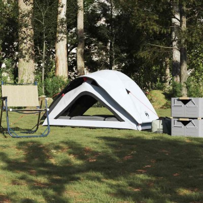 vidaXL Cort camping, 1 persoane, alb, țesătură opacă, impermeabil foto