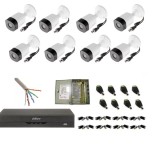 Sistem supraveghere complet 8 camere FULL HD exterior 2MP lentila fixa 3.6MM, IR 20m, DVR 8 canale, accesorii, Dahua