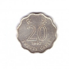 Moneda Hong Kong 20 cents/centi 1997, stare foarte buna, curata