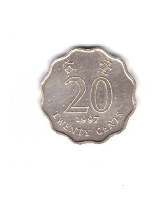 Moneda Hong Kong 20 cents/centi 1997, stare foarte buna, curata foto