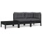 Gossi set mobilier gradina cu perne, 3 piese, negru, lemn masiv pin