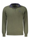 Pulover cu fermoar barbati, cu mini logo brodat, Regular fit, verde, S