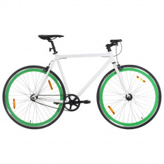 Bicicleta cu angrenaj fix, alb si verde, 700c, 51 cm
