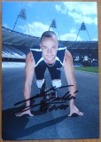 Autograf pe fotografie al dublului campion mondial paralimpic la atletism in 2005, Oscar Pistorius