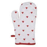 Manusa bucatarie termorezistenta bumbac alb rosu Inimioare 18x30 cm