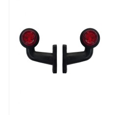 Set 2 lampi mini, 12 led rosu si alb cu brat 90 grade scurt , 12v- 24v