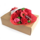 Buchet Flori Săpun Roșii Cadou Baie, Nuntă, Crăciun - Aranjament Floral Romantic, Parfum Floral, 25cm