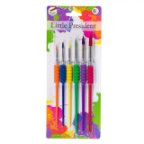 Set Pensule Pictură, Little President, Varf Rotund, Maner Moale, Multicolor, 6 Bucăți, Oem