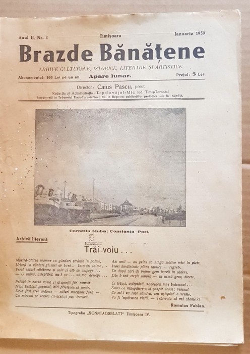 E445-Lot 6 REVISTE vechi BRAZDE BANATENE 1939- TOT ANUL. PRET PE INTREGUL LOT sau daca mai exista separate sip e bucata, rog intrebati.