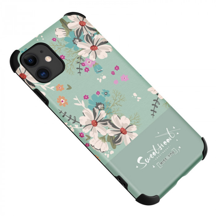 Husa TPU OEM Flower pentru Apple iPhone 11, Meet, Verde