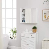 Cumpara ieftin Dulap cu oglinda pentru baie, Vasagle, Alb, 60x15x55 cm
