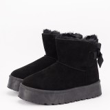 Cizme scurte negre cu fundita in spate DAY9057 113, 36, 39, 40, Negru