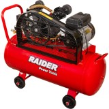 Compresor de aer cu curea Raider 100L, 1.5 kW, 170 l/min, 2 pistoane