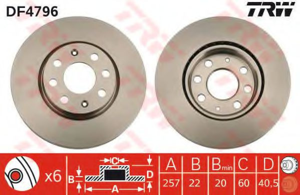 Disc frana OPEL ADAM (2012 - 2016) TRW DF4796