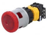 Comutator Siguranță 30mm cu LED Roșu 24V