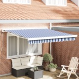 vidaXL Marchiză retractabilă automată albastră și albă 300x250 cm