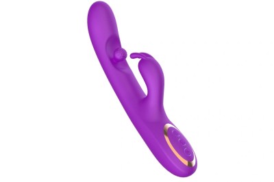 Vibrator Swinging Rabbit, 7 Moduri Vibratii, 10 Moduri Stimulare Punctul G, Silicon, USB, Mov, 24 cm, Passion Labs foto