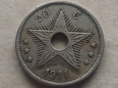 CONGO BELGIAN-20 CENTIMES 1911 foto