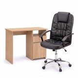Set de birou Family Pro 100x50x74 cm cu scaun rotativ Bristol, stejar Sonoma-negru