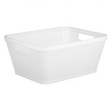 Coș Depozitare, Model Ratan, Capacitate 6.5L, Plastic Alb, 29.5x23.4x13cm, Oem