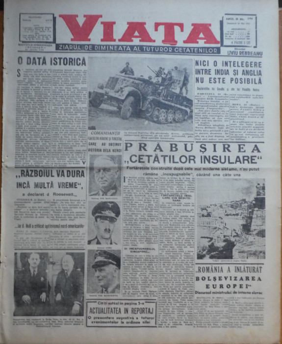Viata, ziarul de dimineata; director: Rebreanu, 24 Mai 1942, frontul din rasarit