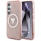 Husa pentru Samsung Galaxy S25 - Guess IML Metal Glitter 4G Circle Triangle MagSafe (GUHMS25SHG4PRTGP) - Pink