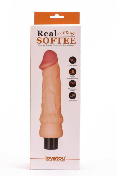 Real Softee - Dildo cu vibrații, 20 cm