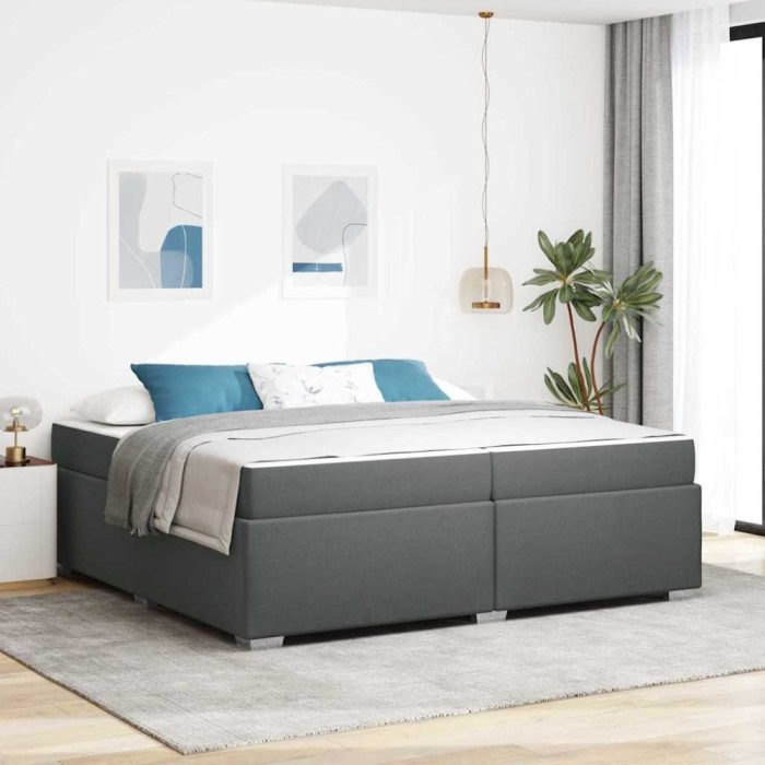 vidaXL Cadru de pat Gri &icirc;nchis 200 x 200 cm țesătură 3399209