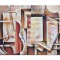 Tablou cubist pictat manual, Creatie muzicala, 100x70cm ulei pe panza, Vlad Soltan