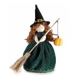 Figurina Vrajitoare Halloween textil multicolor cm12,5x10x20H