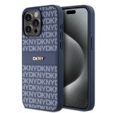 Husa iphone 15 pro max - dkny leather mono stripe and metal logo (dkhcp15xprthslb) - blue