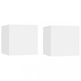 vidaXL Noptiere, 2 buc., alb, 30,5x30x30 cm, lemn prelucrat 3079707