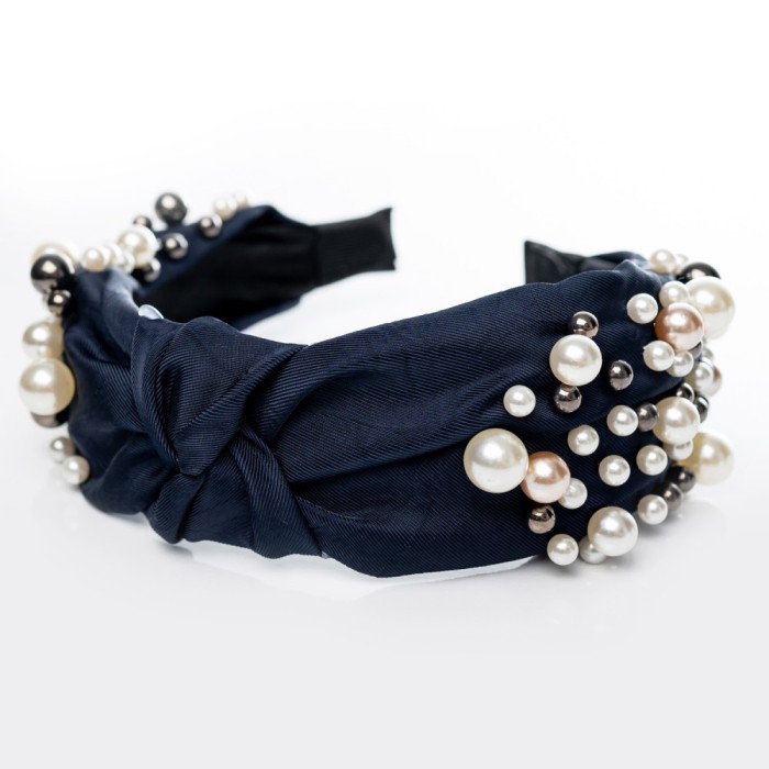Bentita cu Perlute si Perle Elegante Bleumarin