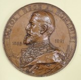 MEDALIE DIN BRONZ : '' CAROL I REGE AL ROMANIEI 1866 -1891 '' de A. SCHARFF