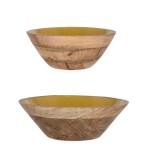 Set 2 boluri lemn mango email portocaliu Thara &Oslash;25,5x10,5h, &oslash;30,5x14h