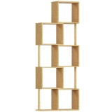 HOMCOM Librărie modernă și asimetrică cu 5 niveluri din bambus, 62.5 x 23 x 165 cm, lemn | Aosom Romania